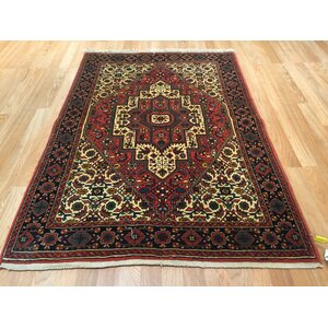 Bidjar Iron Hand-Knotted Yellow/Red Area Rug