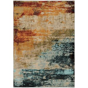 Haugan Abstract Blue/Red Area Rug