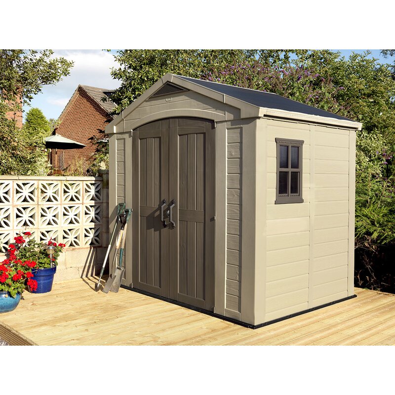 keter factor 8' x 11' resin storage shed; all weather