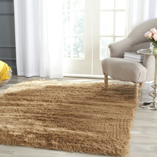 Brown Tan Faux Fur Rugs You Ll Love Wayfair Isacc Hand Tufted Faux Fur Brown Tan Area Rug
