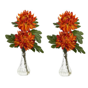 Mum with Bud Vase Silk Flower Arrangement (Set of 2)