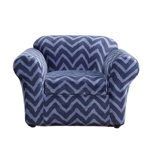 Stretch Chevron Box Cushion Armchair Slipcover