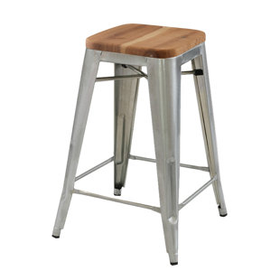 Wood Seat Metal Legs Bar Stool Wayfair Cocchiara 26 Bar Stool With Wood Seat Set Of 4