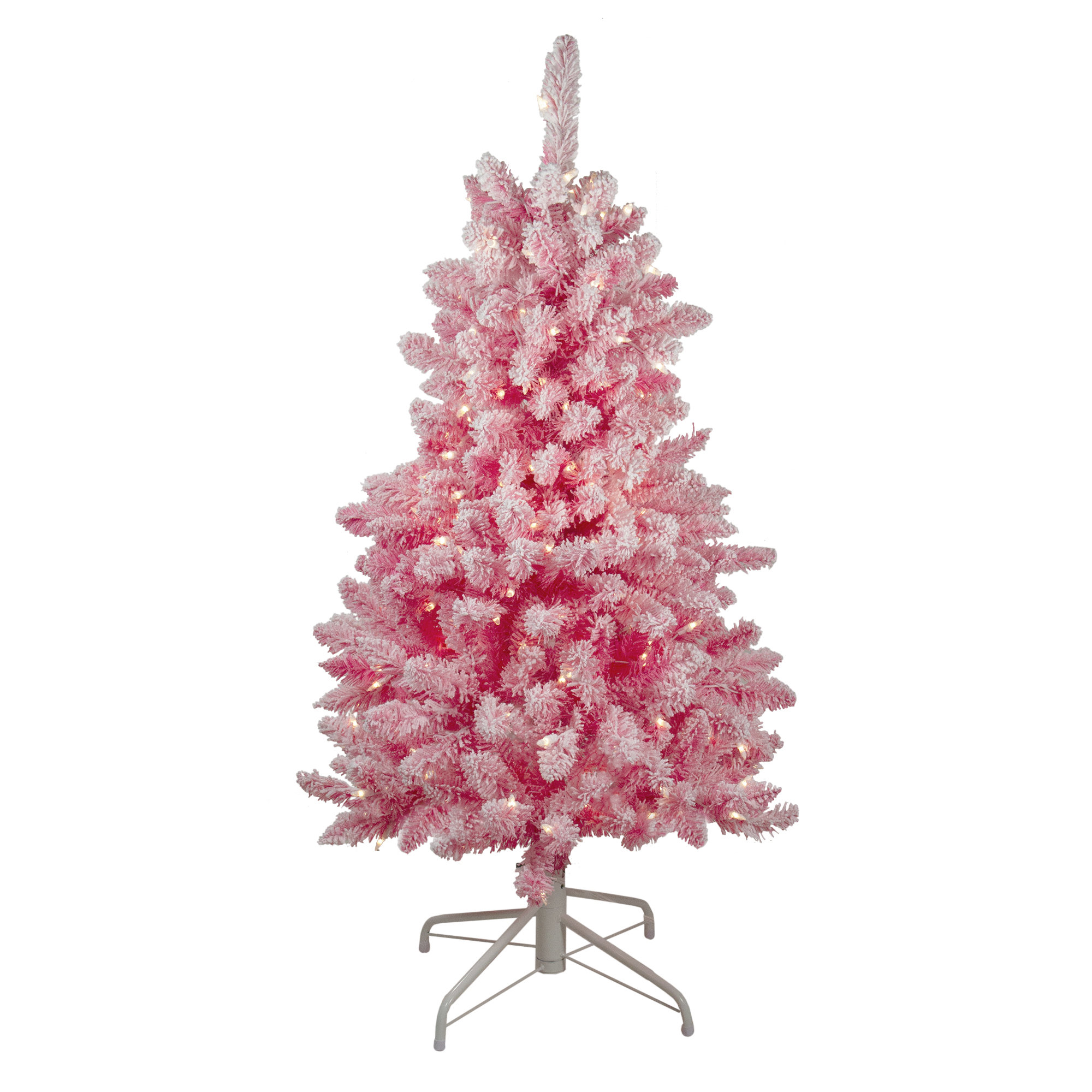 Pink Christmas Trees You Ll Love Wayfair Pre Lit Flocked 4 Pink Pine Artificial Christmas Tree With 200 Clear Lights