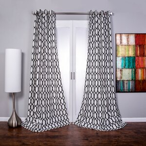 Geometric Semi-Sheer Grommet Single Curtain Panel