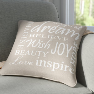 Shyla Inspire Word Decorative Cotton Throw Pillow