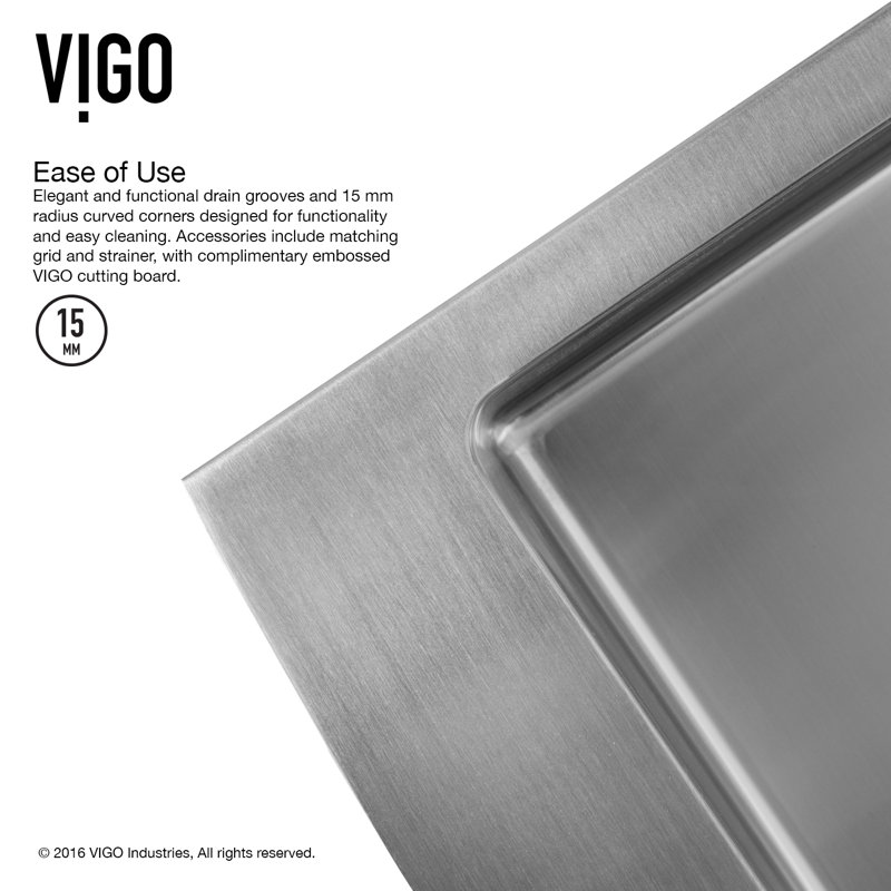 Vigo 33 Inch Farmhouse A 60 40 Double Bowl 16 Gauge Stainless 33 Inch Farmhouse A 60 40 Double Bowl 16 Gauge Stainless Steel Kitchen Sink With