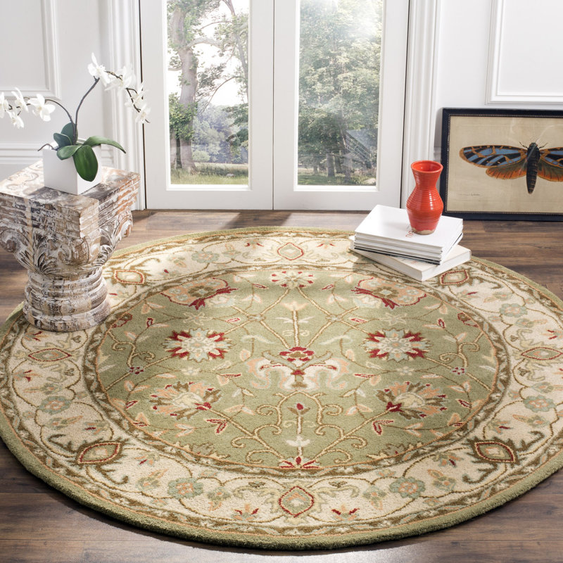 Charlton Home Dunbar Hand-Tufted Wool Sage/Green/Cream ...