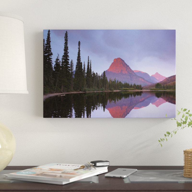 Mount Sinopah Reflected In Two Medicine Lake Glacier National Park Montana Photographic Print On Canvas