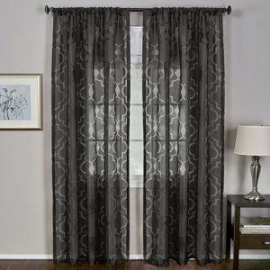 Montego Geometric Sheer Rod Pocket Single Curtain Panel