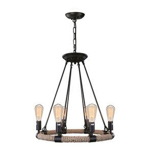 Industrial 6-Light Candle-Style Chandelier
