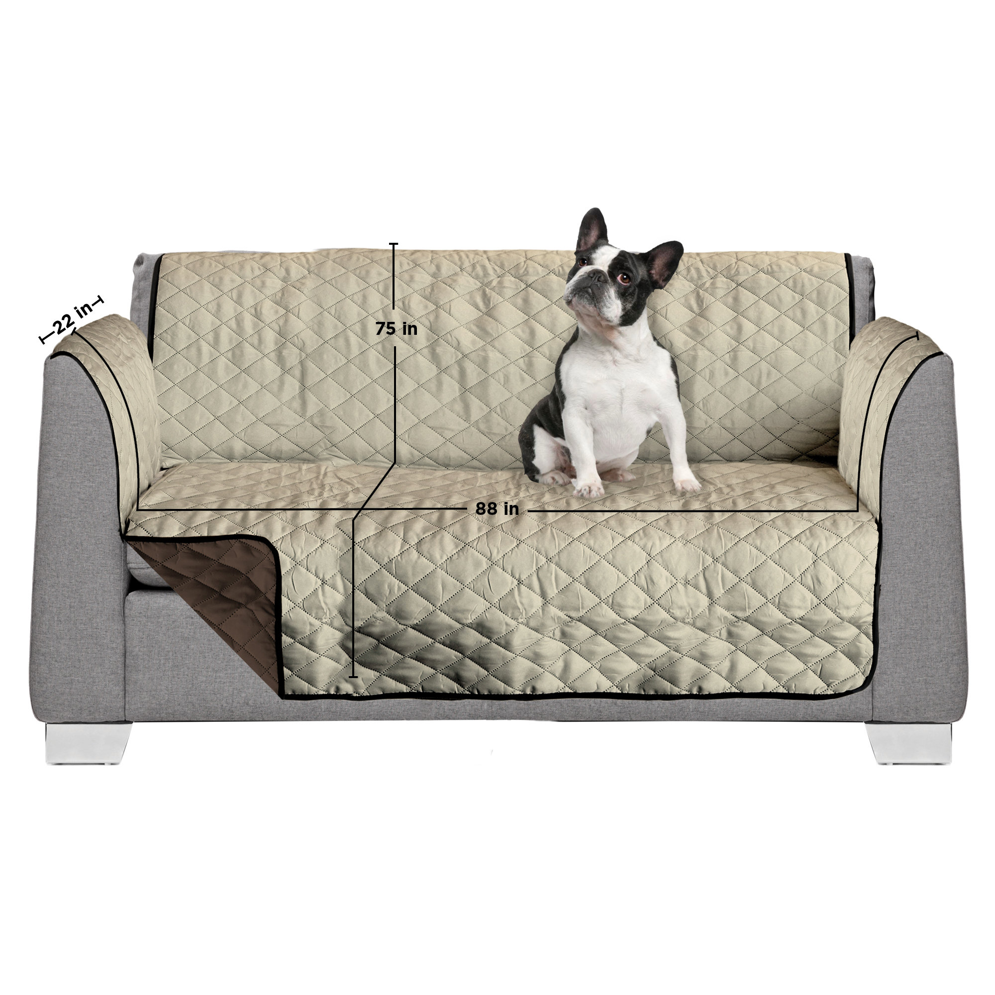 3 Seat Reversible Quilted Box Cushion Sofa Slipcover