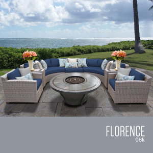 Florence Outdoor 8 Piece Wicker Sofa Set with Cushions