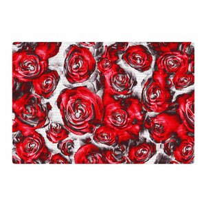 Dawid Roc Roses Floral Abstract Red Area Rug