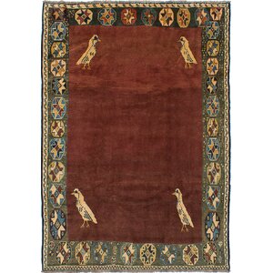 One-of-a-Kind Espinoza Hand-Knotted Dark Red Area Rug