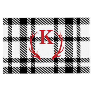 'White Plaid Monogram' Doormat