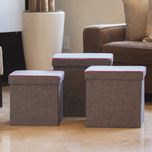 Marco 3 Piece Folding Storage Ottoman Set