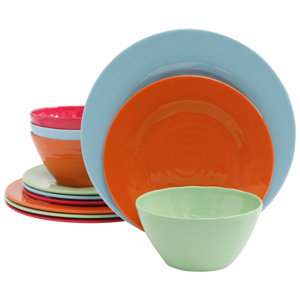 Melamine Brist 12 Piece Dinnerware Set, Service for 4