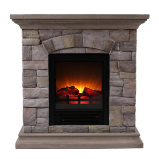 Faux Stone Indoor Fireplaces Wayfair Ozzie Portable Faux Stone Electric Fireplace