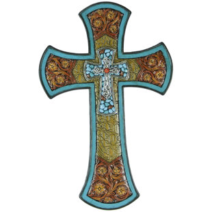 Turquoise Wall Decor Wayfair Cross With Tooled Flower And Turquoise Wall Decor
