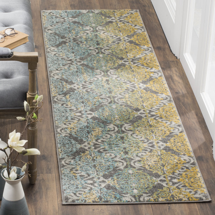 Elson Polypropylene Gray Yellow Area Rug Elson Polypropylene Gray Yellow Area Rug