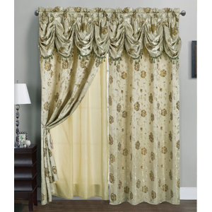 Quinton Geometric Semi-Sheer Double Rod Pocket Single Curtain Panel