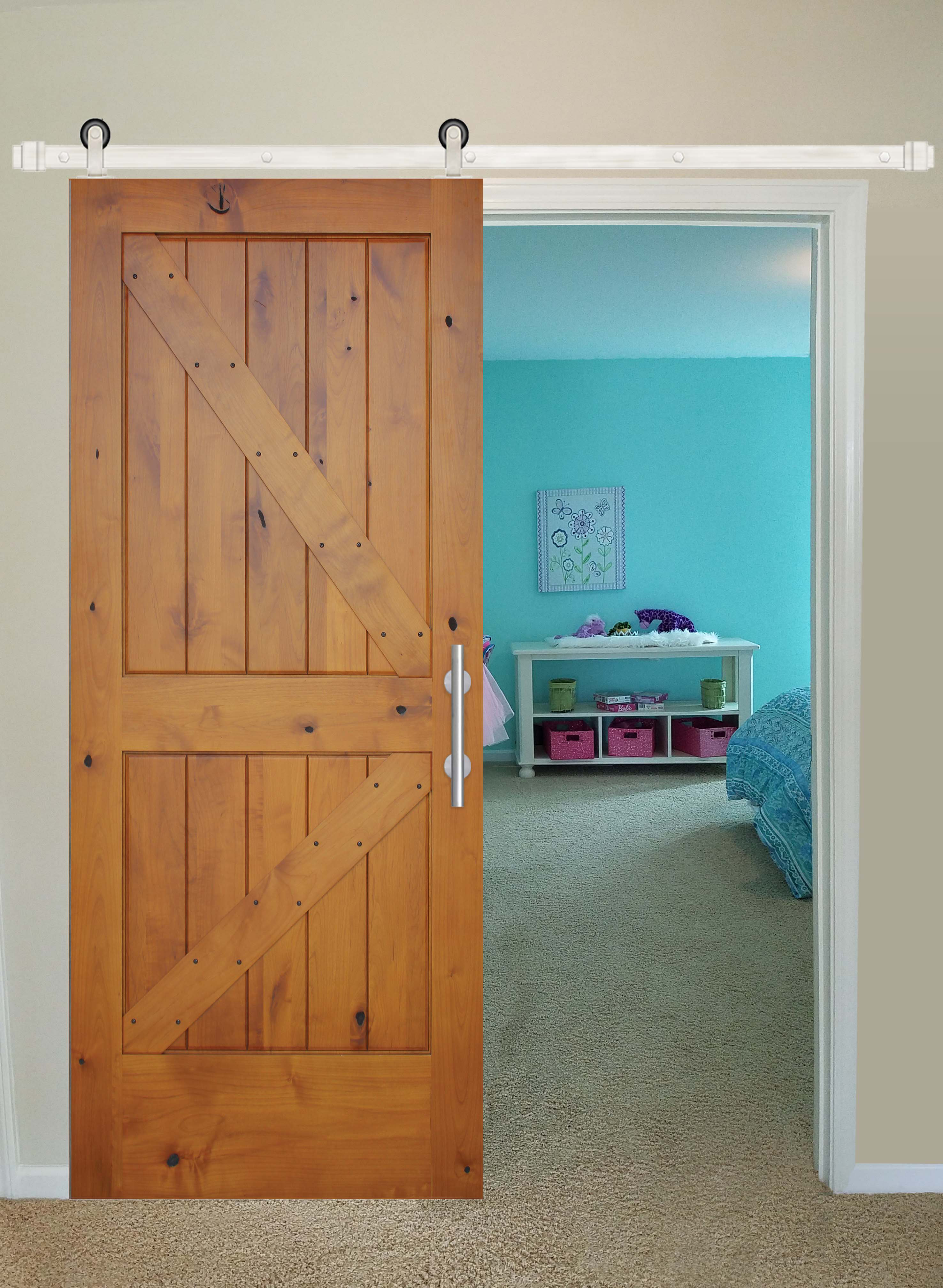 Creativeentryways Paneled Wood Finish Rustic Knotty Alder Barn Door Creativeentryways Paneled Wood Finish Rustic Knotty Alder Barn Door With Installation Hardware Kit Wayfair