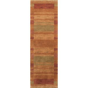 Donaghy Hand-Woven Rust/Light Green Area Rug