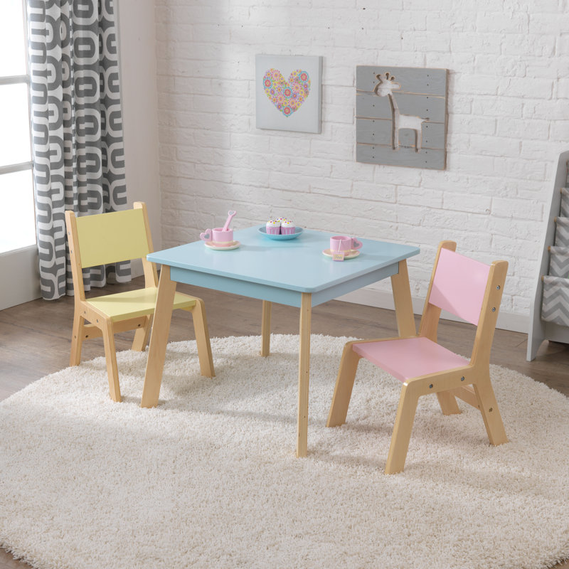 Modern Kid's 3 Piece Square Table and Chair Set & Reviews | AllModern
