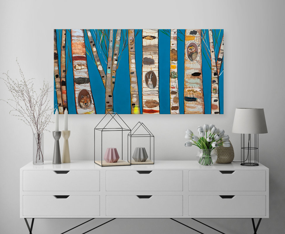 GreenBox Art 'Blue Birch Trees' by Eli Halpin Painting Print on Canvas