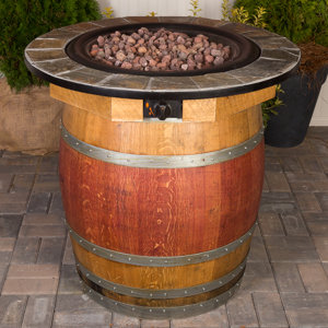 Wine Barrel Steel Propane Fire Pit Table