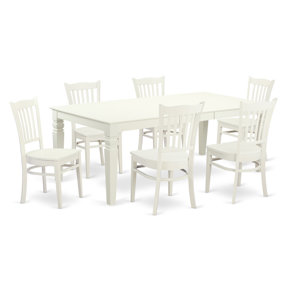 Beesley 7 Piece Rectangular Linen White Dining Set by Darby Home Co