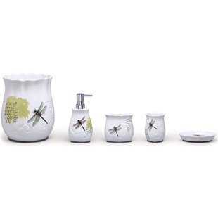 Dragonfly Bathroom Decor Wayfair Dragonfly Ceramic 4 Piece Bathroom Accessory Set