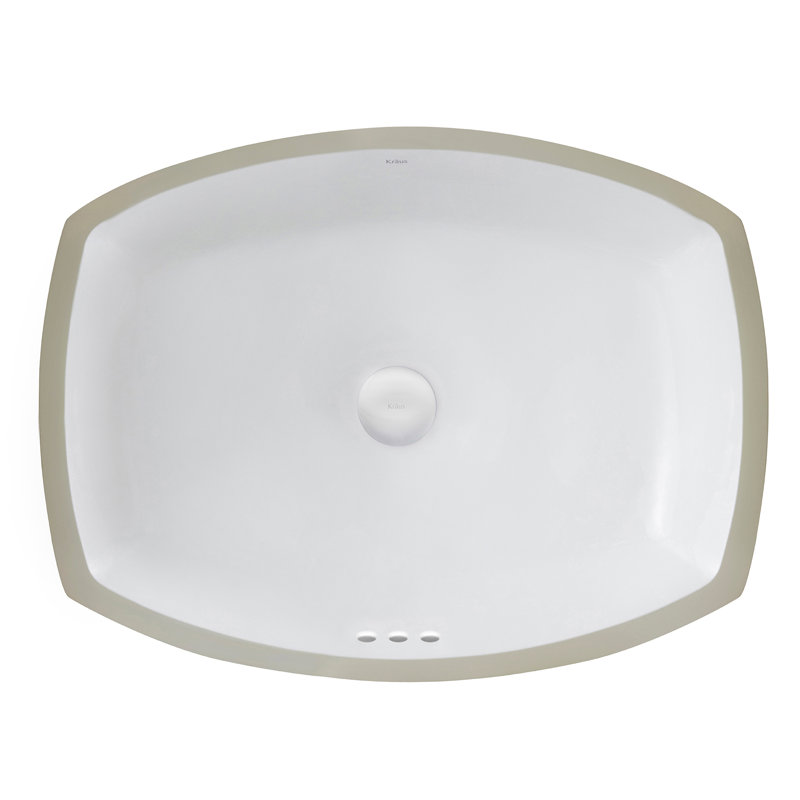 Kraus Elavo Ceramic Rectangular Undermount Bathroom Sink with Overflow