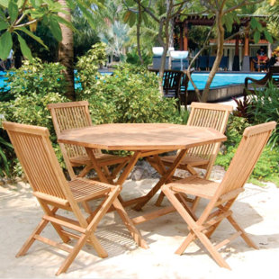 Teak Patio Dining Sets You Ll Love Wayfair Vineyard 5 Piece Teak Dining Set