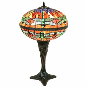 Zoelle 2-Light Dragonfly Globe Stained Glass 18