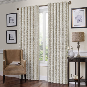 Jessie Geometric Semi-Sheer Rod Pocket Single Curtain Panel