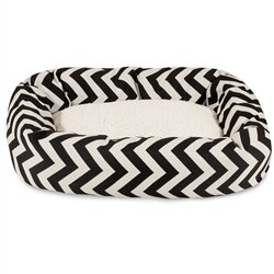 Chevron Sherpa Bagel Bolster Dog Bed