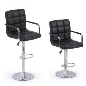 Modern Adjustable Height Swivel Bar Stool (Set of 2) by Belleze