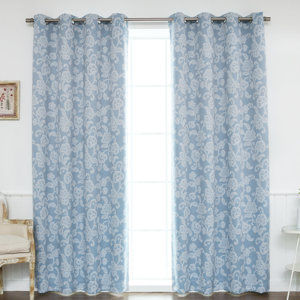 Floral Vine Paisley Blackout Thermal Grommet Curtain Panels (Set of 2)