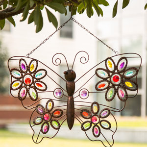 Iron Boho Beaded Butterfly Wall Du00e9cor