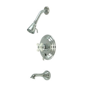 Heritage Thermostatic  Pressure Balanced Tub and Shower Faucet with Porcelain Cross Handles