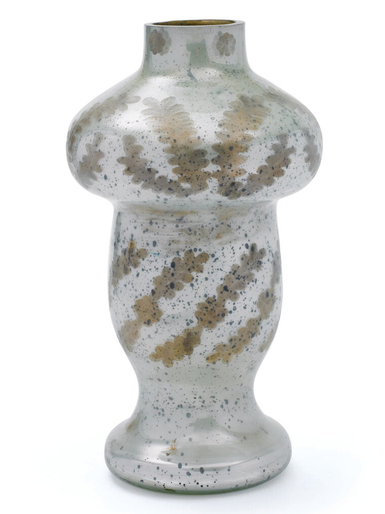 antiqued etched opal floor vase