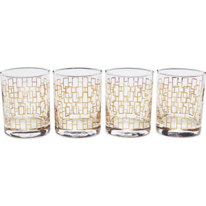 Gold Chain Link Decaled 11.85 oz. DOFs Glass (Set of 4)