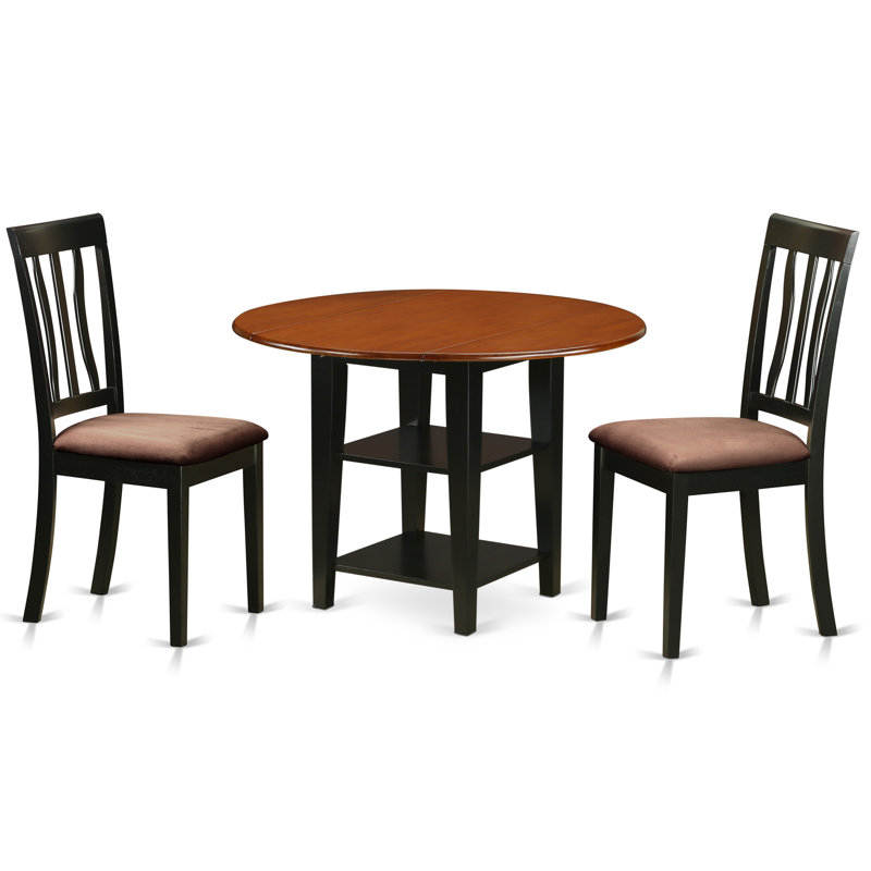 Charlton Home Tyshawn 3 Piece Drop Leaf Breakfast Nook Solid Wood Tyshawn 3 Piece Drop Leaf Breakfast Nook Solid Wood Dining Set
