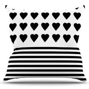 Heart Stripes by Project M Outdoor Throw Pillow