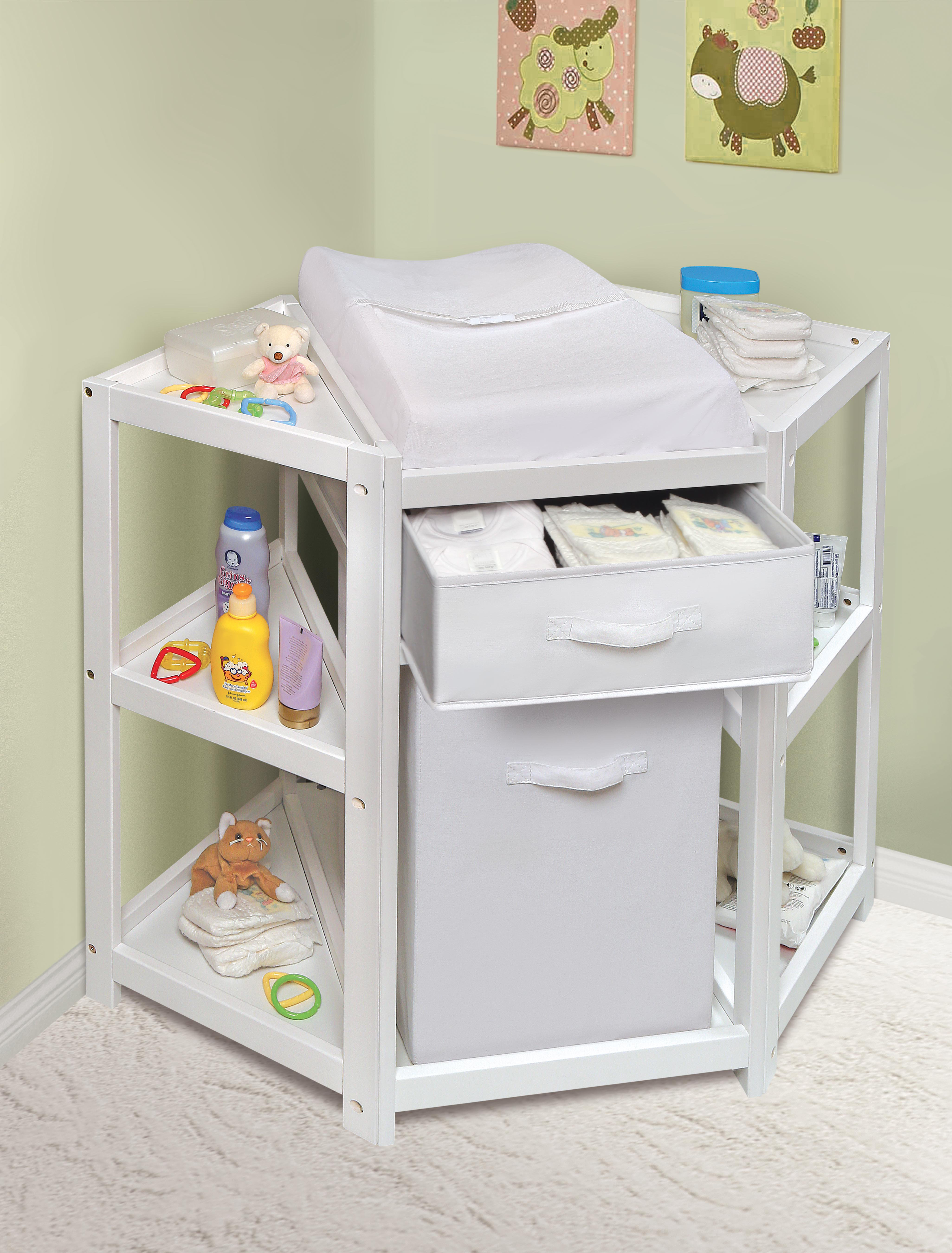 Badger Basket Diaper Corner Baby Changing Table With Pad And 1 Badger Basket Diaper Corner Baby Changing Table With Pad And 1 Hamper Wayfair