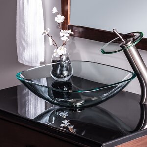 Piazza Glass Square Vessel Bathroom Sink