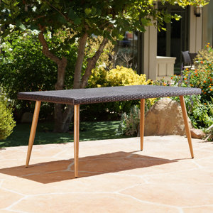 Erich Outdoor Wicker Rectangular Dining Table