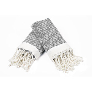 100% Cotton Diamond Weave Tassled Hand Towel (Set of 2)